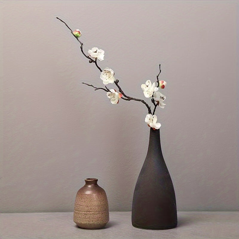 1pc Zen-Inspired Artificial Plum Blossom Branch, Chinese Style Faux Flower for Living Room Decor, Reunion Home Decor, Tabletop Plastic Plant Without Container, No Battery or Electricity Needed