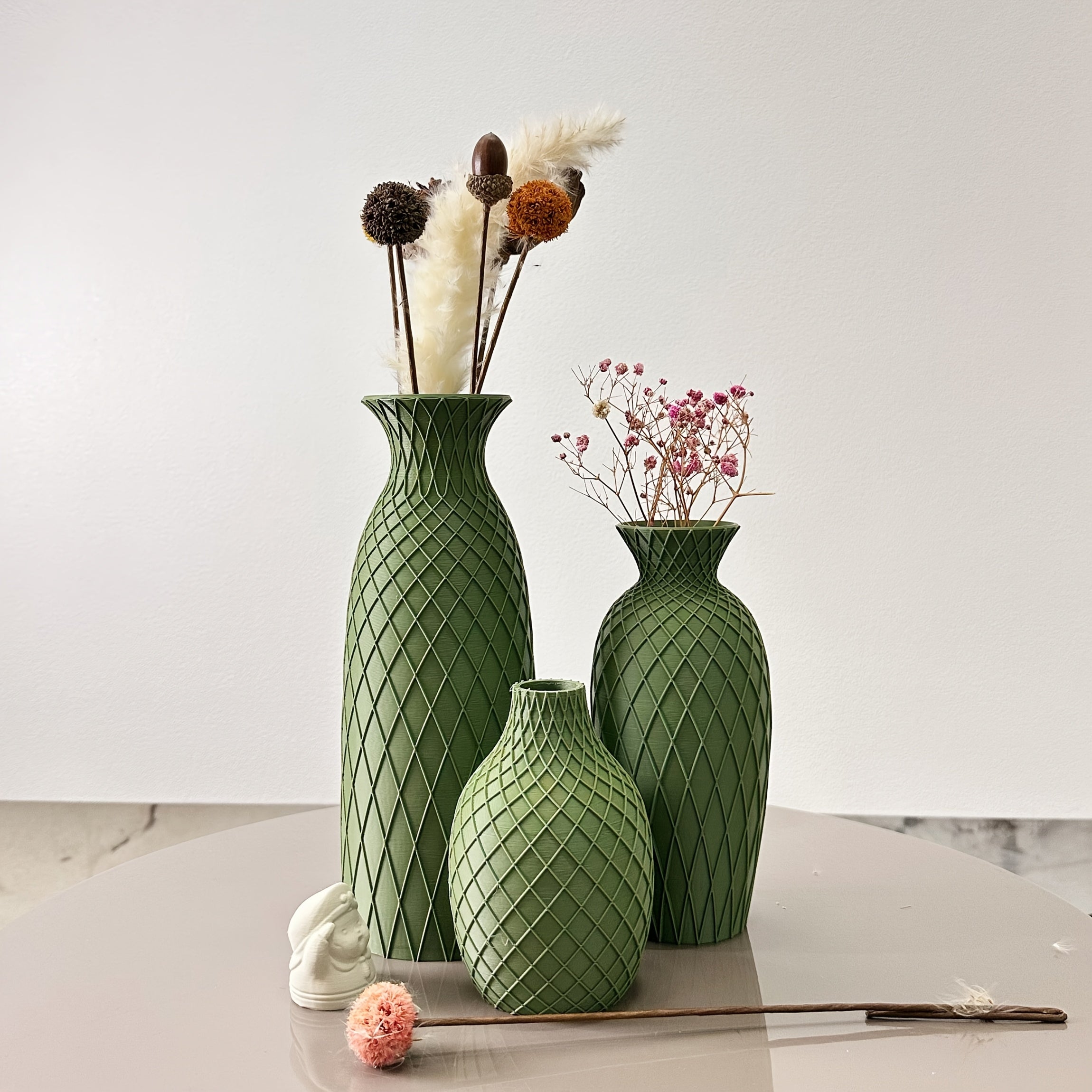 3pcs set of spider web texture vases, bohemian style vase decoration, dried flower arrangement vase, suitable for modern home decor ornaments and office decorative ornament vases. The best gift on festivals