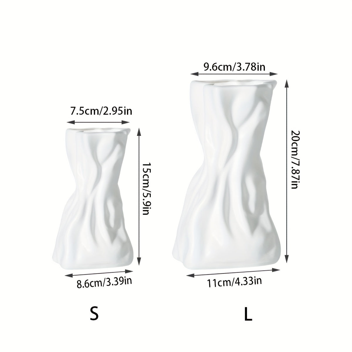 1pc White Modern Irregular Vase - Bohemian Style Art Decor, Elegant Floral Container for Home, Wedding, Office, or Party Decoration, Rectangular Design, Geometric Pattern, Plastic Material, No Battery Required, Vases Home Dec