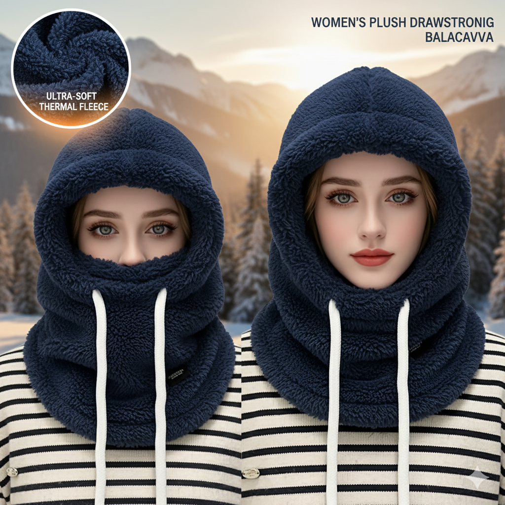 Women's Plush Drawstring Balaclava