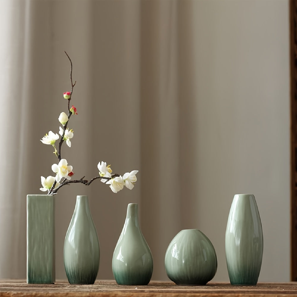 1pc Ceramic Flower Vase Ornament, Living Room Home Table Decoration, Hydroponic Plant Small Vase For Spring Summer Decor, St Patrick's Day Easter Decor, Aesthetic Room Decor